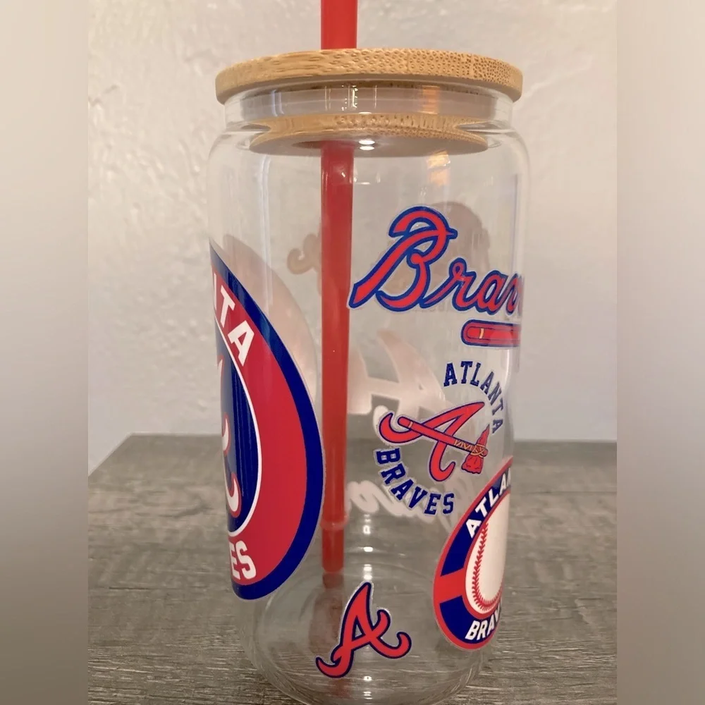 Atlanta Braves Logo Handcrafted Glass Tumbler